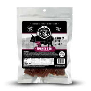 Boston Brisket Works Smokey BBQ brisket beef jerky bag