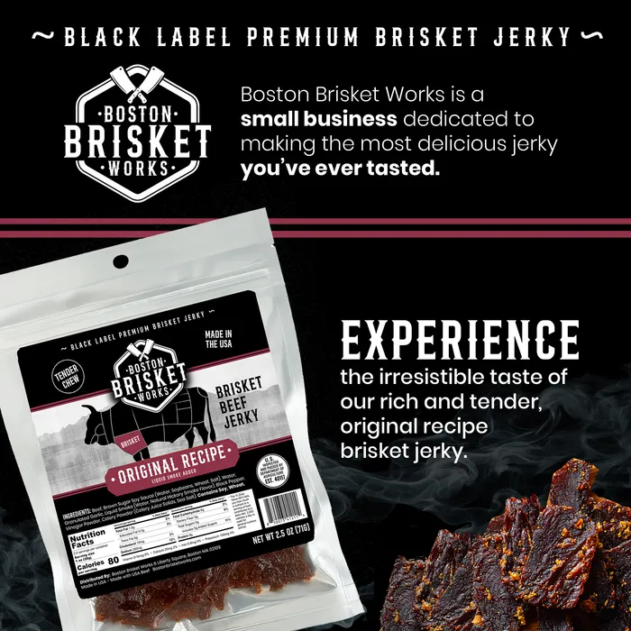 Boston Brisket Works — Black Label Premium Brisket Jerky. A small business dedicated to making the most delicious jerky you've ever tasted.