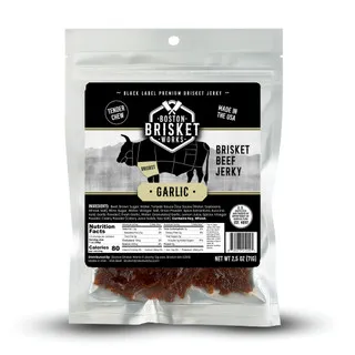 Boston Brisket Works Garlic brisket beef jerky bag
