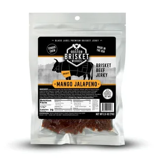 Boston Brisket Works Mango Jalapeno brisket beef jerky bag