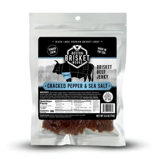 Boston Brisket Works Cracked Pepper & Sea Salt brisket beef jerky bag