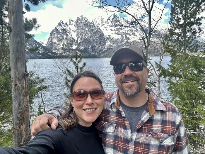 Cordell and his wife at Jenny Lake, Grand Teton National Park