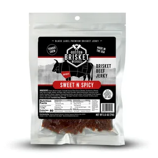Boston Brisket Works Sweet n' Spicy brisket beef jerky bag